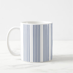 Blauw-grijs en wit vijf streepjespatroon koffiemok