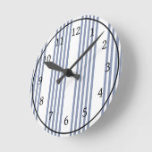 Blauw-grijs en wit vijf streepjespatroon ronde klok (Hoek)