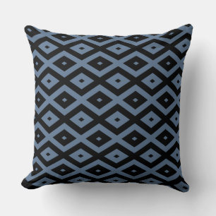 Blauw grijs en zwart diamantpatroon kussen
