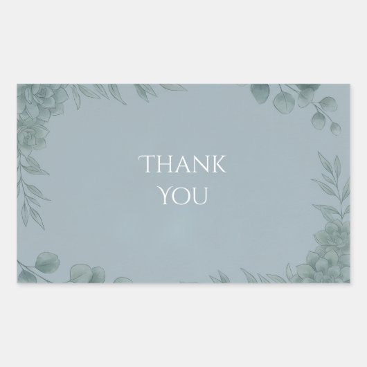 Blauw Grijs Eucalyptus Bedankt Sticker (Voorkant)