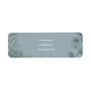 Blauw Grijs Eucalyptus Retouradreslabel Etiket