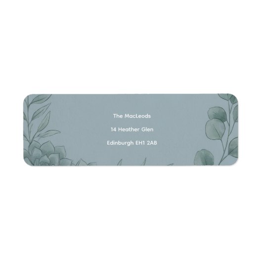 Blauw Grijs Eucalyptus Retouradreslabel Etiket (Voorkant)