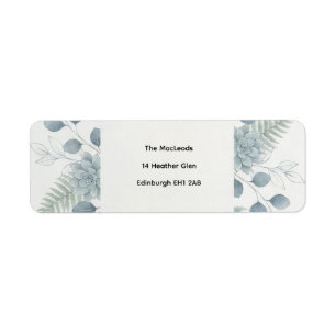 Blauw Grijs Eucalyptus Retouradreslabel Etiket