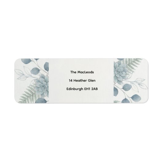 Blauw Grijs Eucalyptus Retouradreslabel Etiket (Voorkant)