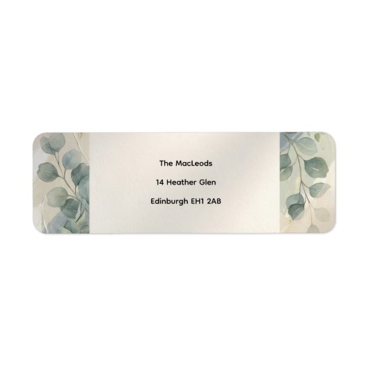 Blauw Grijs Eucalyptus Retouradreslabel Etiket (Voorkant)