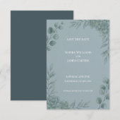 Blauw Grijs Eucalyptus Save The Date Kaart (Voorkant / Achterkant)