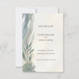 Blauw Grijs Eucalyptus Save The Date Kaart