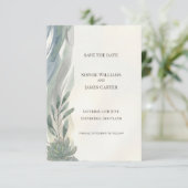 Blauw Grijs Eucalyptus Save The Date Kaart (Staand voorkant)