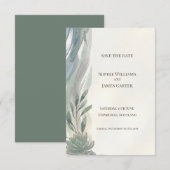 Blauw Grijs Eucalyptus Save The Date Kaart (Voorkant / Achterkant)