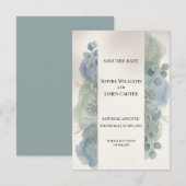 Blauw Grijs Eucalyptus Save The Date Kaart (Voorkant / Achterkant)