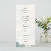 Blauw Grijs Eucalyptus Trouwmenu Menu (Staand voorkant)