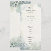 Blauw Grijs Eucalyptus Trouwmenu Menu (Voorkant / Achterkant)