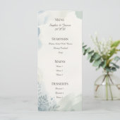 Blauw Grijs Eucalyptus Trouwmenu Menu (Staand voorkant)