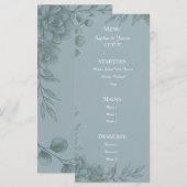 Blauw Grijs Eucalyptus Trouwmenu Menu (Voorkant / Achterkant)