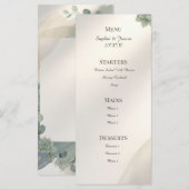 Blauw Grijs Eucalyptus Trouwmenu Menu (Voorkant / Achterkant)