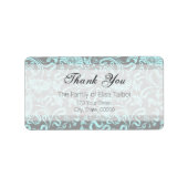 Blauw grijs Floral Patroon Dank u wel het etiket (Voorkant)