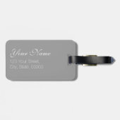 Blauw grijs  Floral Pattern Monogram L label Bagagelabel (Achterkant horizontaal)