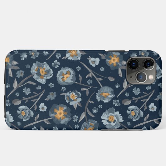 Blauw grijs geel papaver Case-Mate iPhone case (Achterkant (horizontaal))