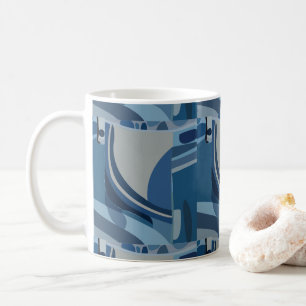Blauw Grijs Geometrisch Abstract Patroon Koffiemok