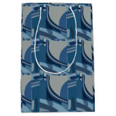 Blauw Grijs Geometrisch Abstract Patroon Medium Cadeauzakje (Voorkant)