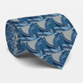 Blauw Grijs Geometrisch Abstract Stropdas (Opgerold)