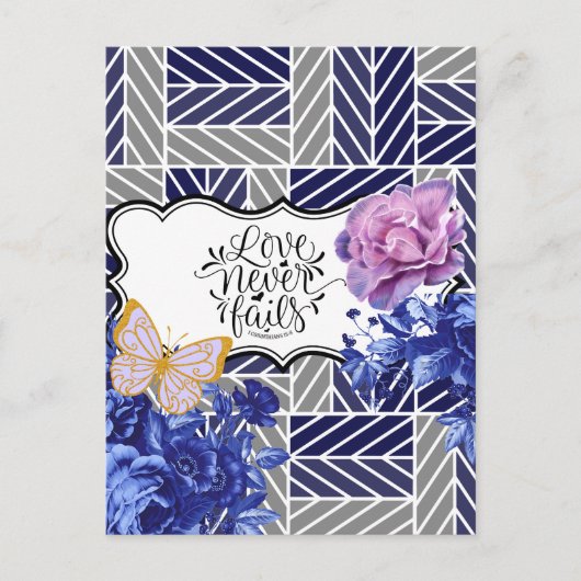 Blauw/grijs geometrisch Briefkaart (Voorkant)