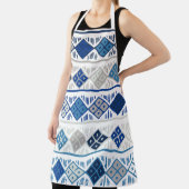 Blauw grijs geometrisch patroon schort (Insitu)