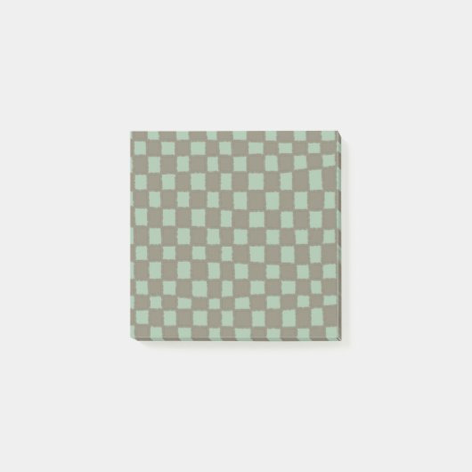 Blauw Grijs Geruit Patroon Modern Checkerboard Post-it® Notes (Voorkant)