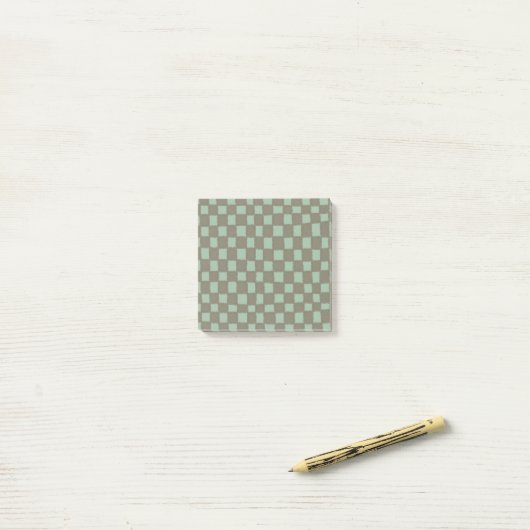 Blauw Grijs Geruit Patroon Modern Checkerboard Post-it® Notes (Op bureau)