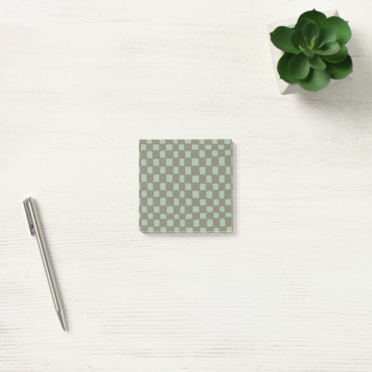 Blauw Grijs Geruit Patroon Modern Checkerboard Post-it® Notes (Kantoor)
