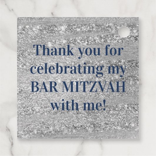 Blauw, Grijs Gestreepte Bar Mitzvah Dank u Bedankjes Labels (Achterkant)