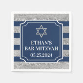 Blauw, Grijs Gestreepte Bar Mitzvah Servet (Voorkant)