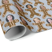 Blauw Grijs Gingerbread Vrienden en Familie Vakant Cadeaupapier (Rol Hoek)