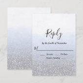 Blauw Grijs Glitter Bruiloft RSVP Kaartje (Voorkant / Achterkant)