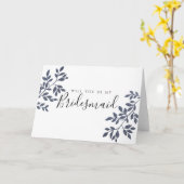 Blauw Grijs Glitter, jij wordt mijn bruidsmeisje Kaart (Gele Bloem)