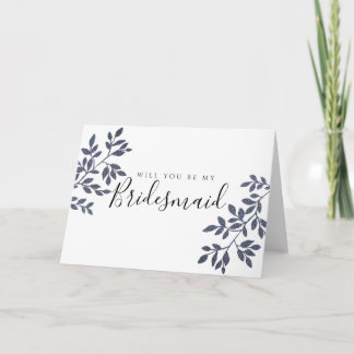 Blauw Grijs Glitter, jij wordt mijn bruidsmeisje Kaart