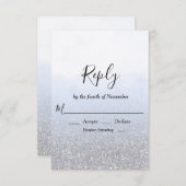 Blauw Grijs Glitter Trouw RSVP (Voorkant / Achterkant)
