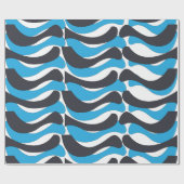 Blauw Grijs Golf Strepen Cadeaupapier (Vlak)