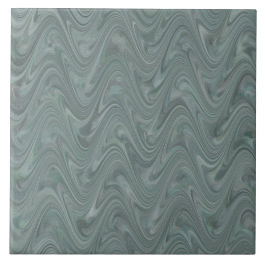 Blauw Grijs Golfend Abstract Patroon Tegeltje (Voorkant)