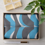 Blauw Grijs Golvende Strepen Tissuepapier (Geschenk)
