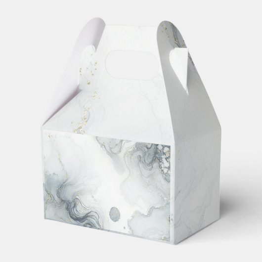 Blauw Grijs & Goud Beachy Waterverf Strand Wedding Bedankdoosjes (Achterkant)