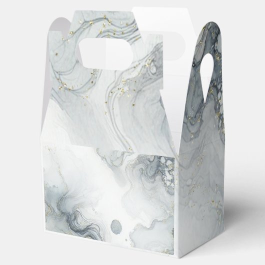 Blauw Grijs & Goud Beachy Waterverf Strand Wedding Bedankdoosjes (Geopend)