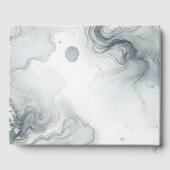 Blauw Grijs & Goud Beachy Waterverf Strand Wedding Gastenboek (Achterkant)