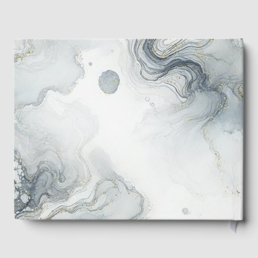 Blauw Grijs & Goud Beachy Waterverf Strand Wedding Gastenboek (Achterkant)