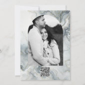 Blauw Grijs & Goud Beachy Waterverf Strand Wedding Kaart (Achterkant)