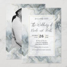 Blauw Grijs & Goud Beachy Waterverf Strand Wedding