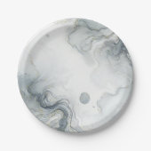 Blauw Grijs & Goud Beachy Waterverf Strand Wedding Papieren Bordje (Voorkant)