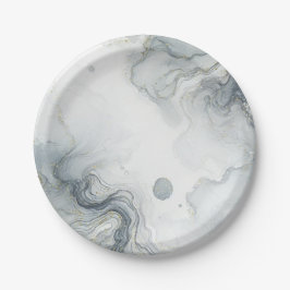 Blauw Grijs & Goud Beachy Waterverf Strand Wedding Papieren Bordje