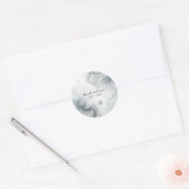 Blauw Grijs & Goud Beachy Waterverf Strand Wedding Ronde Sticker (Envelop)