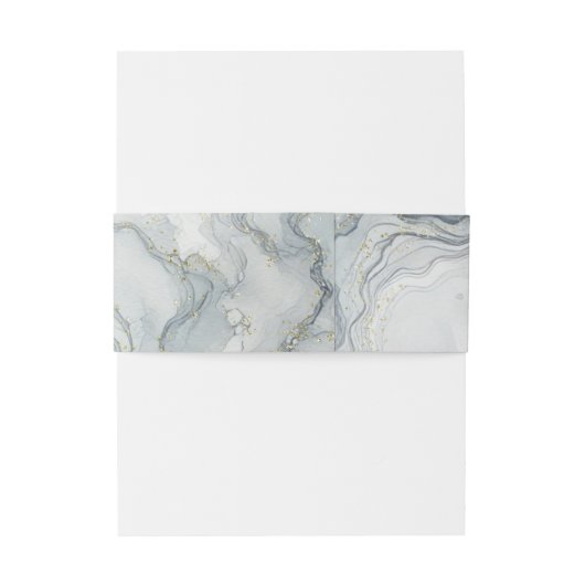 Blauw Grijs & Goud Beachy Waterverf Strand Wedding Uitnodigingen Wikkel (Achterkant Voorbeeld)